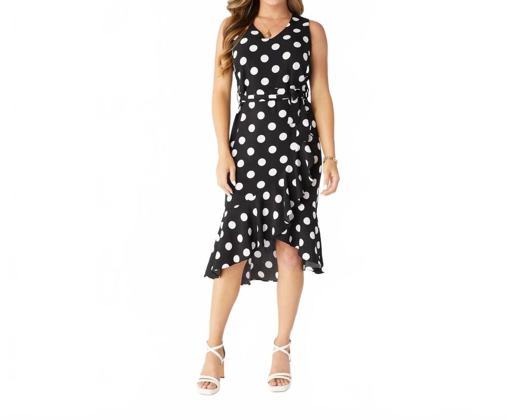 NEW COCO + CARMEN cynthia sleeveless polka dot dress in black